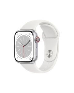Watch Series 8 Silver Aluminium Case with White Sport Band